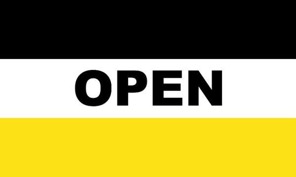 3' x 5' Black and Gold Open Flag